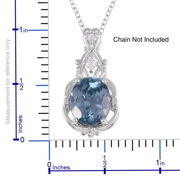 925 STERLING SILVER BLUE TOPAZ & ZIRCON PENDANT - Picture 4 of 6